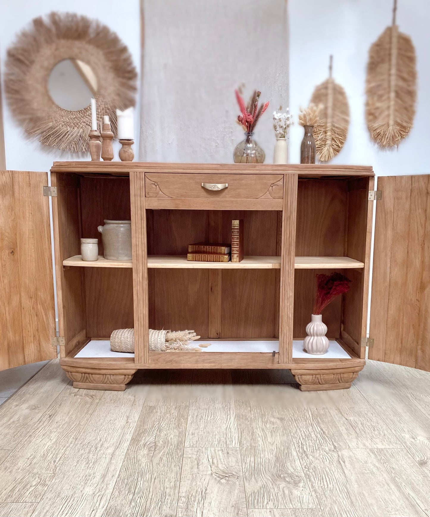 Buffet art déco en chêne massif