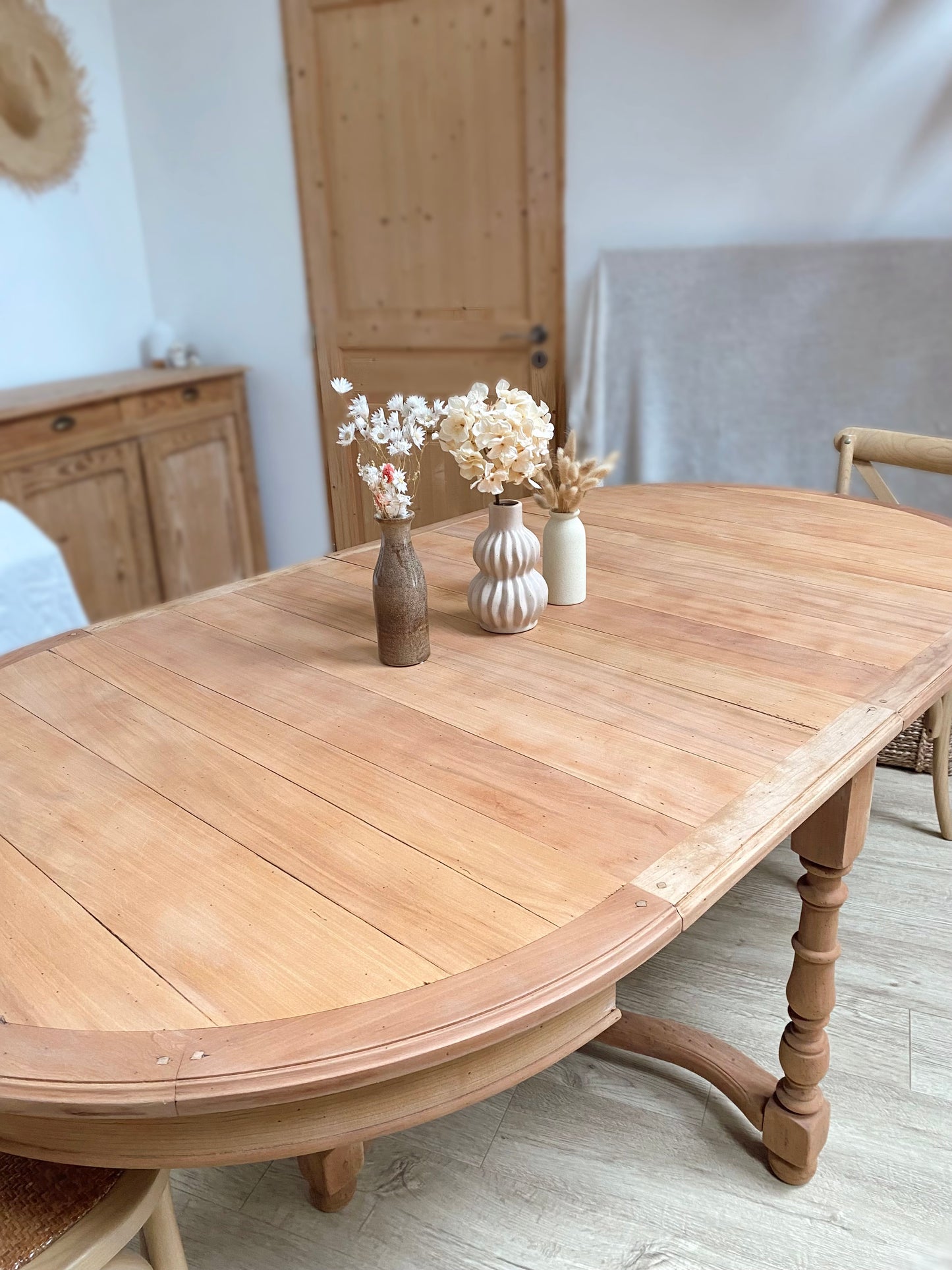 Table merisier avec double rallonges