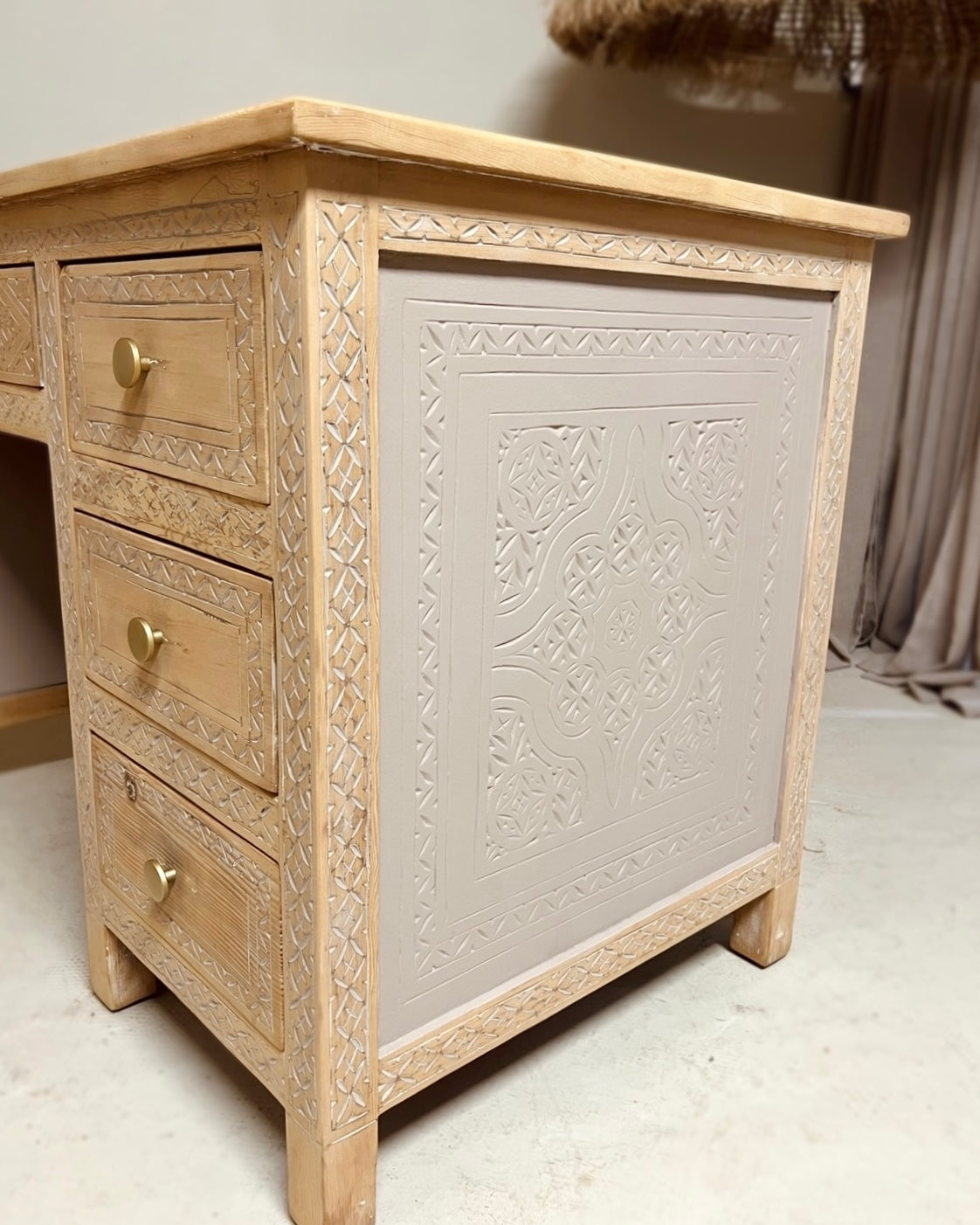 Bureau style balinais en bois massif