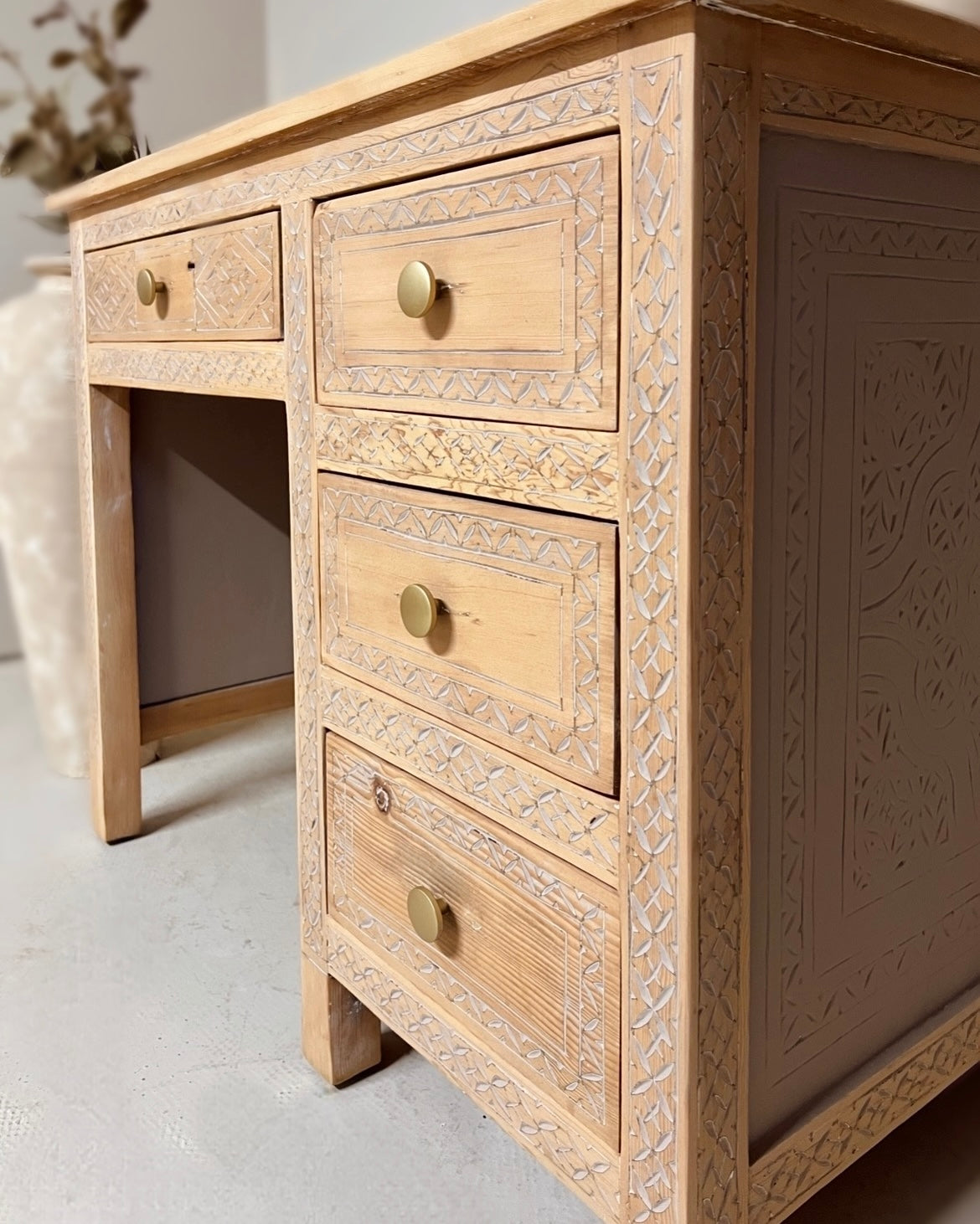 Bureau style balinais en bois massif