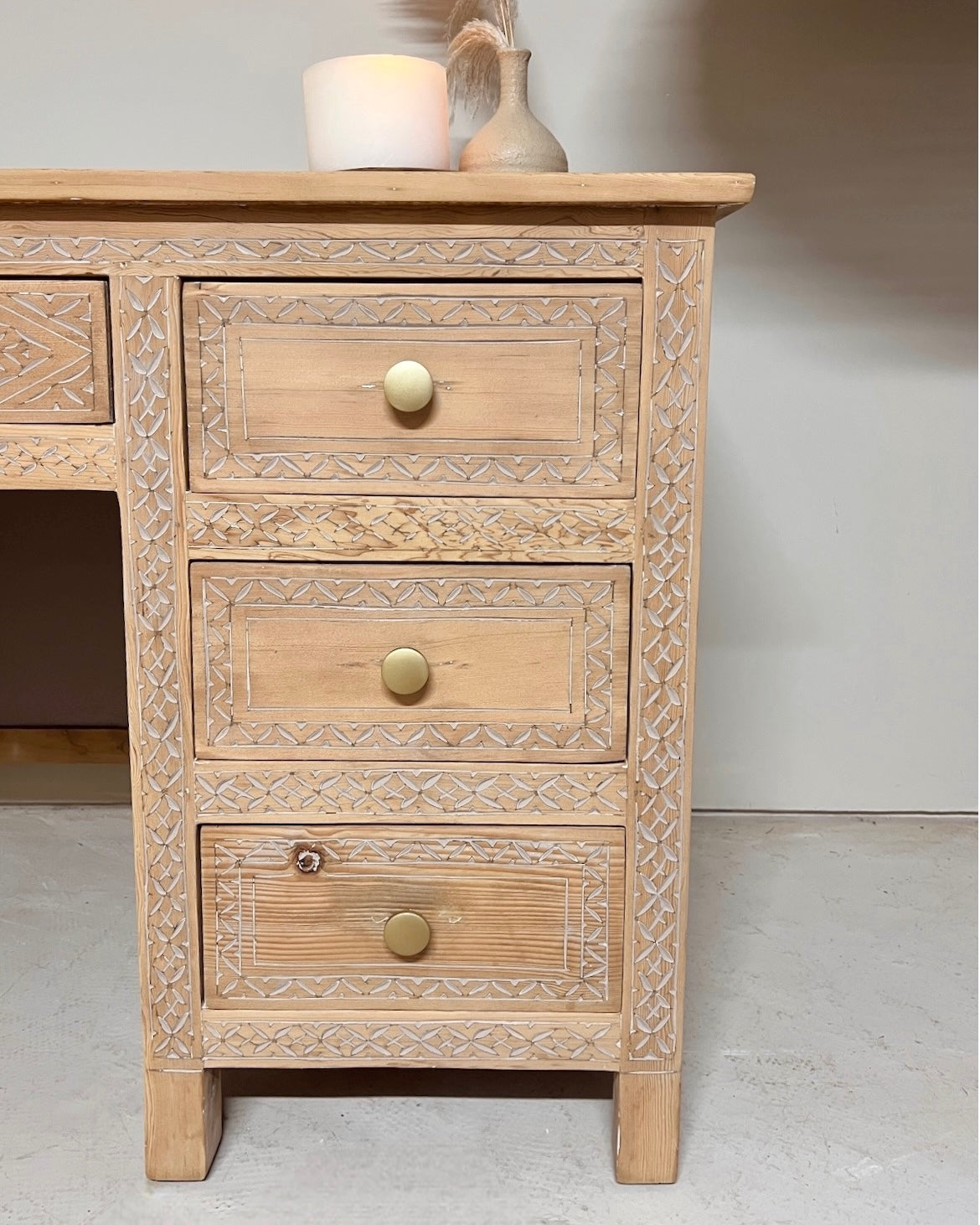 Bureau style balinais en bois massif