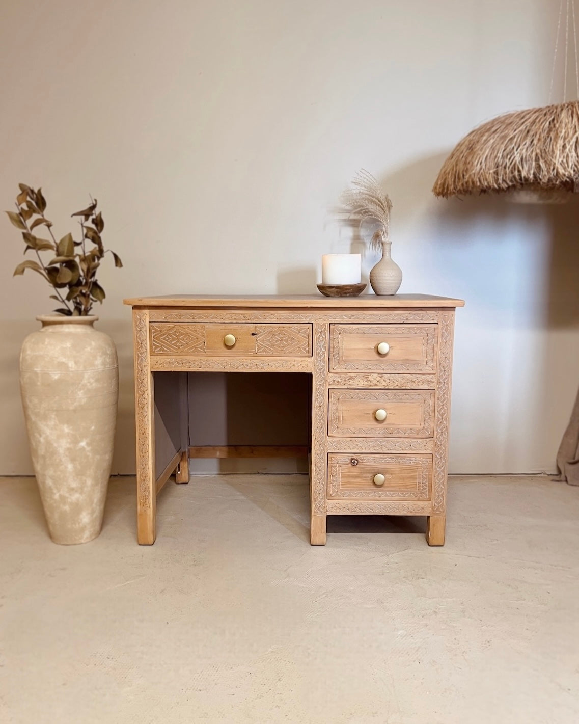 Bureau style balinais en bois massif