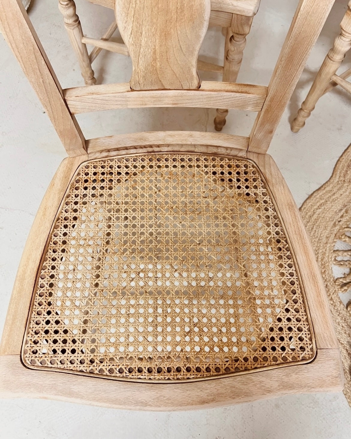 Lot de 4 chaises cannage et hêtre massif