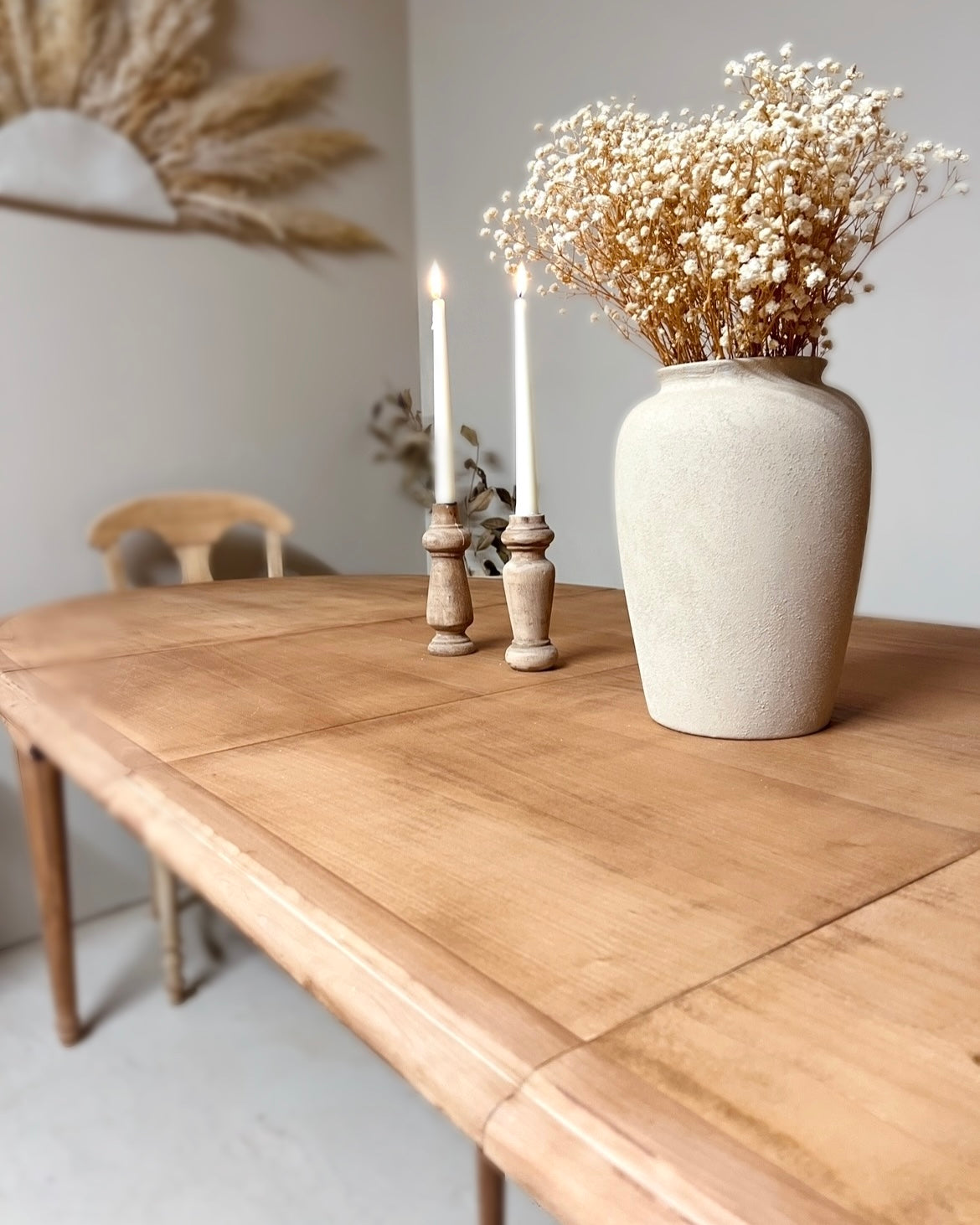 Table extensible en merisier massif et placage orme