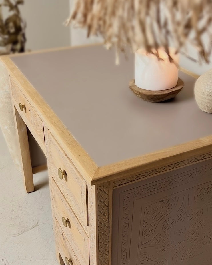 Bureau style balinais en bois massif