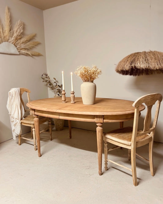 Table extensible en merisier massif et placage orme