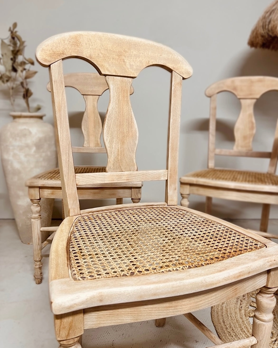 Lot de 4 chaises cannage et hêtre massif