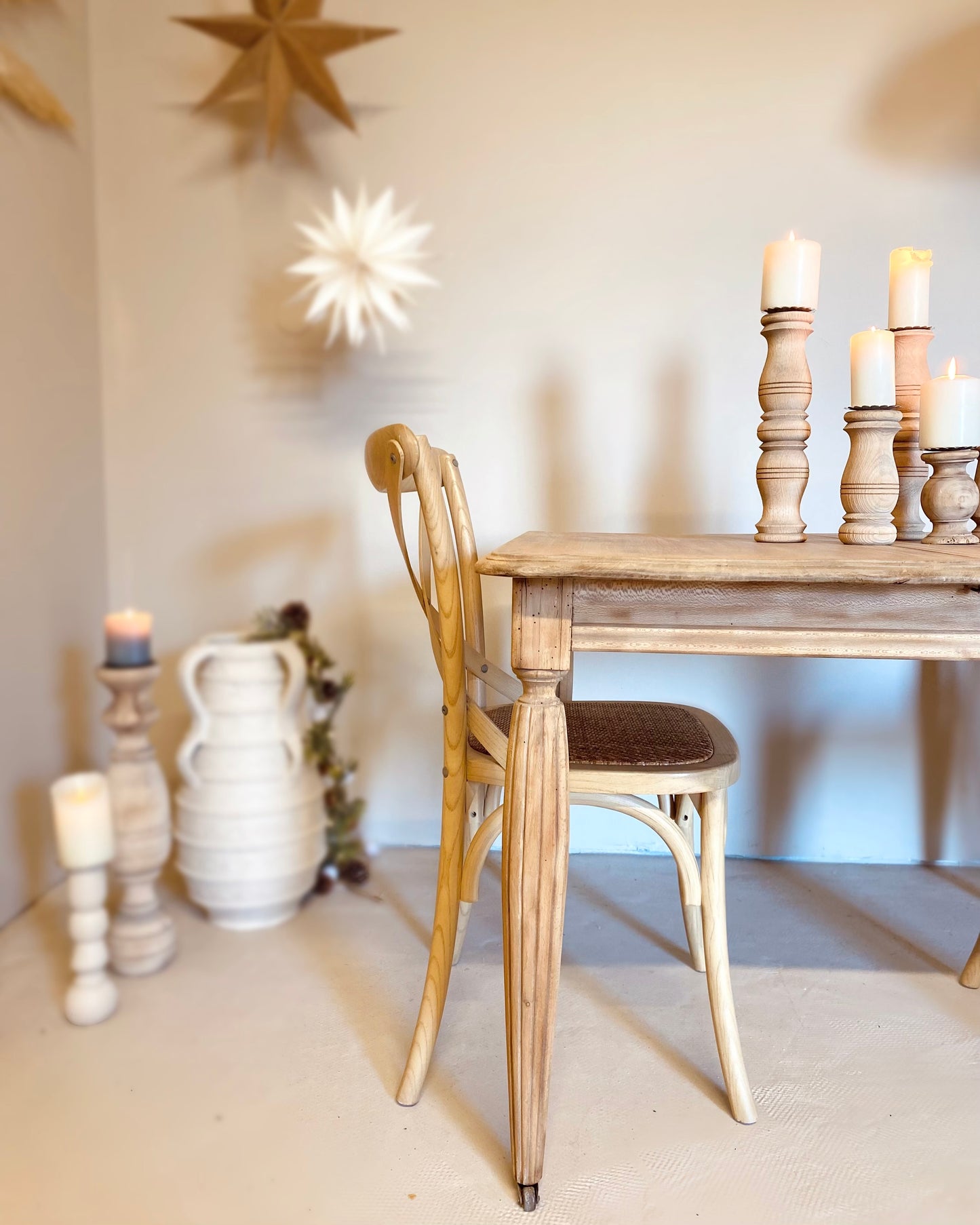 Table ancienne en hêtre massif avec double rallonges