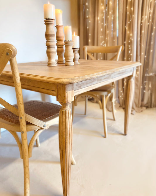 Table ancienne en hêtre massif avec double rallonges