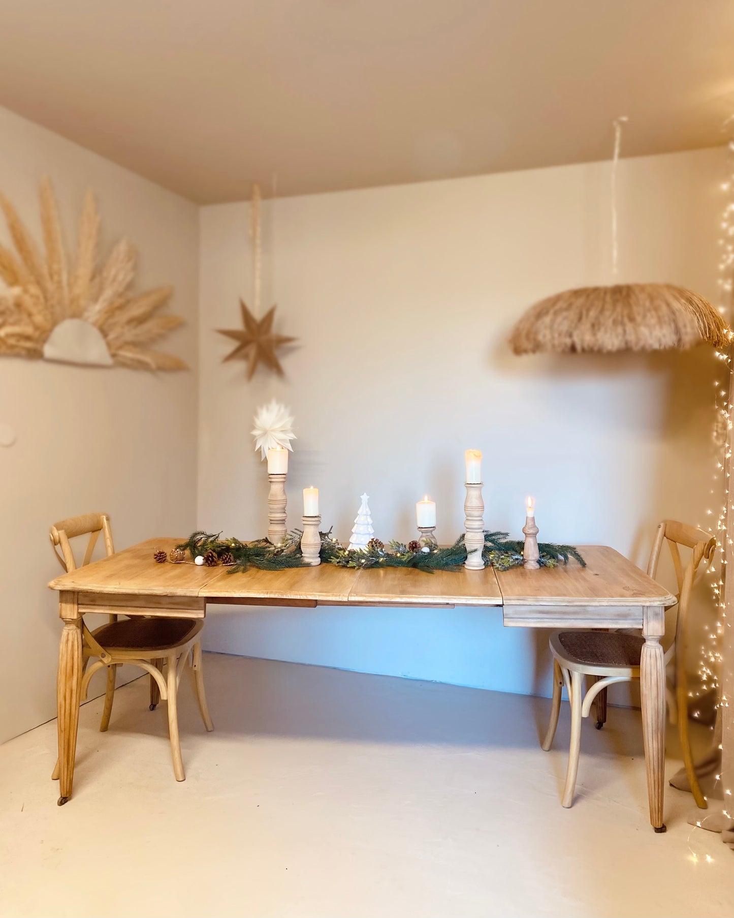 Table ancienne en hêtre massif avec double rallonges