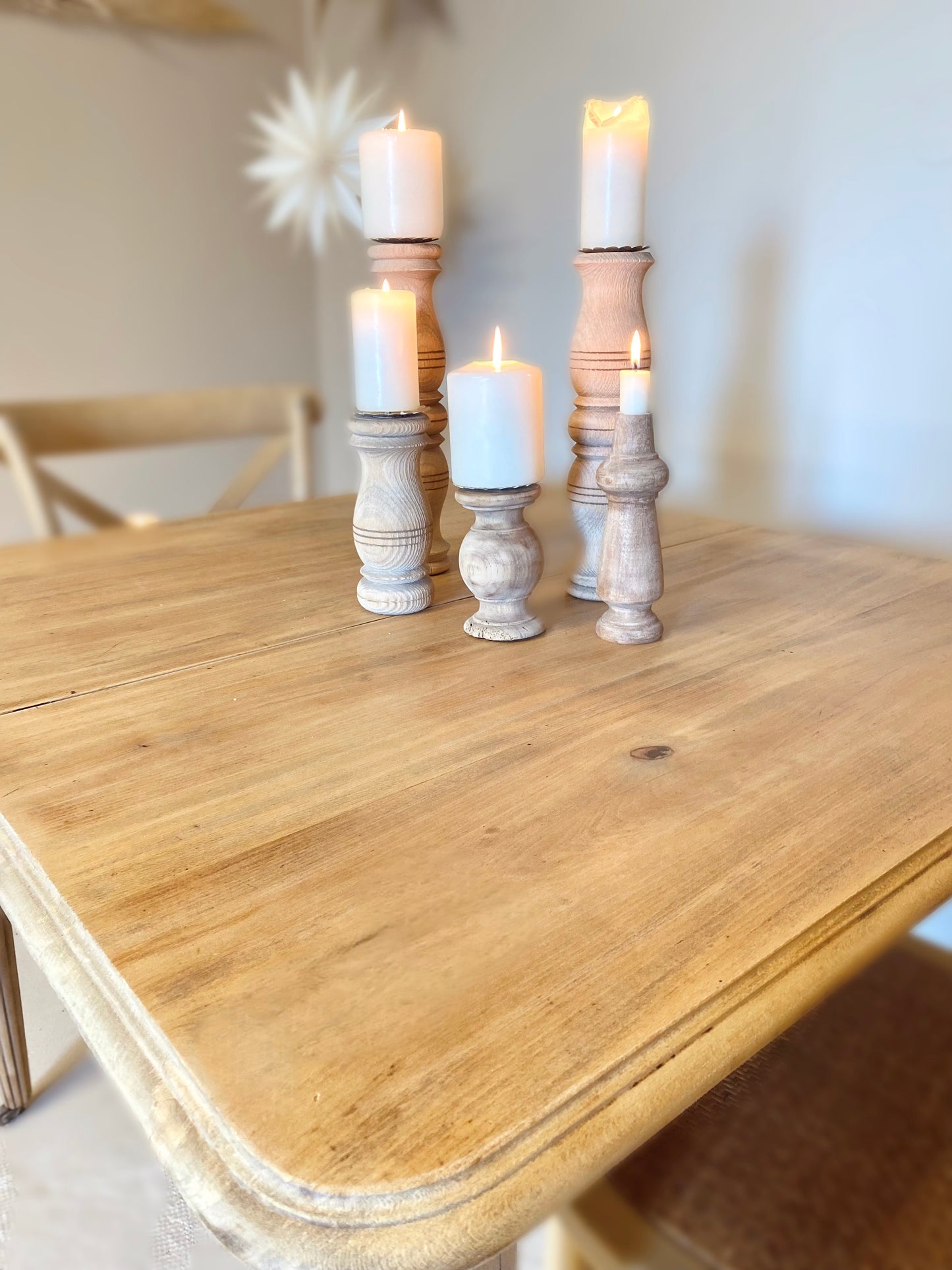 Table ancienne en hêtre massif avec double rallonges